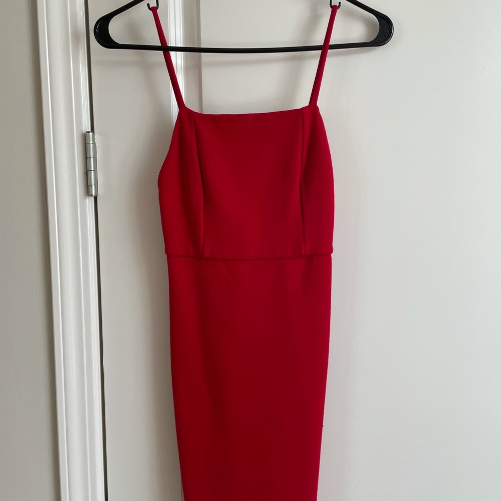 Red body con mini dress